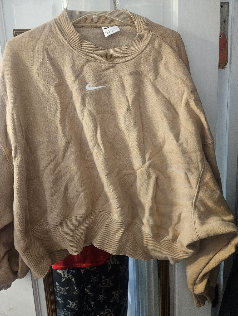 Nike Beige/Tan Crewneck Sweatshirt with White Swoosh